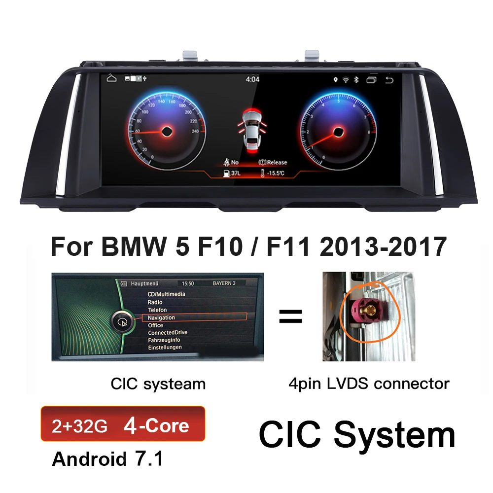 MirrorLink Android 9,0 Автомобильный мультимедийный плеер Bluetooth навигационная Автомобильная Радио 2 Din Стерео DVD для BMW 5 F10 F11 CIC NBT система - Цвет: 4Core-CIC