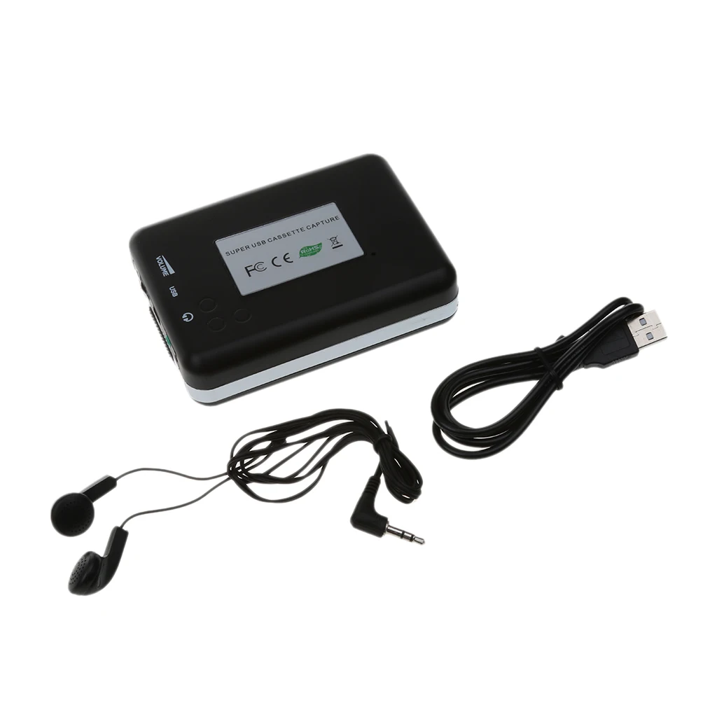 

Tape to Mp3 Convert PC USB Cassette Player with USB Headphones Software CD