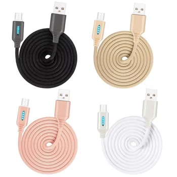 

Smart Power Off 2.4A Charging Data Cable For Samsung iPhone Huawei Auto Power-off Protection Cord With LED For Micro USB Type C