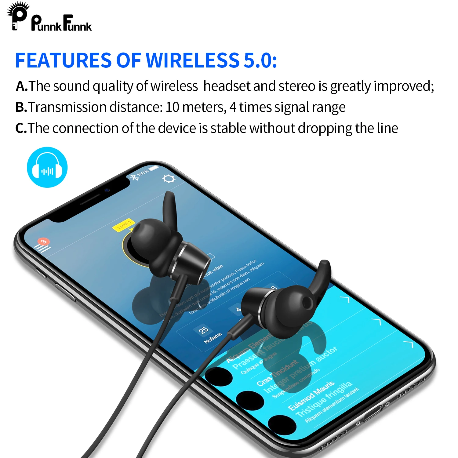 PunnkFunnk Bluetooth 5 0 наушники магнитные глубокие басы стерео спортивные для Iphone 6 7 8 X XR XS