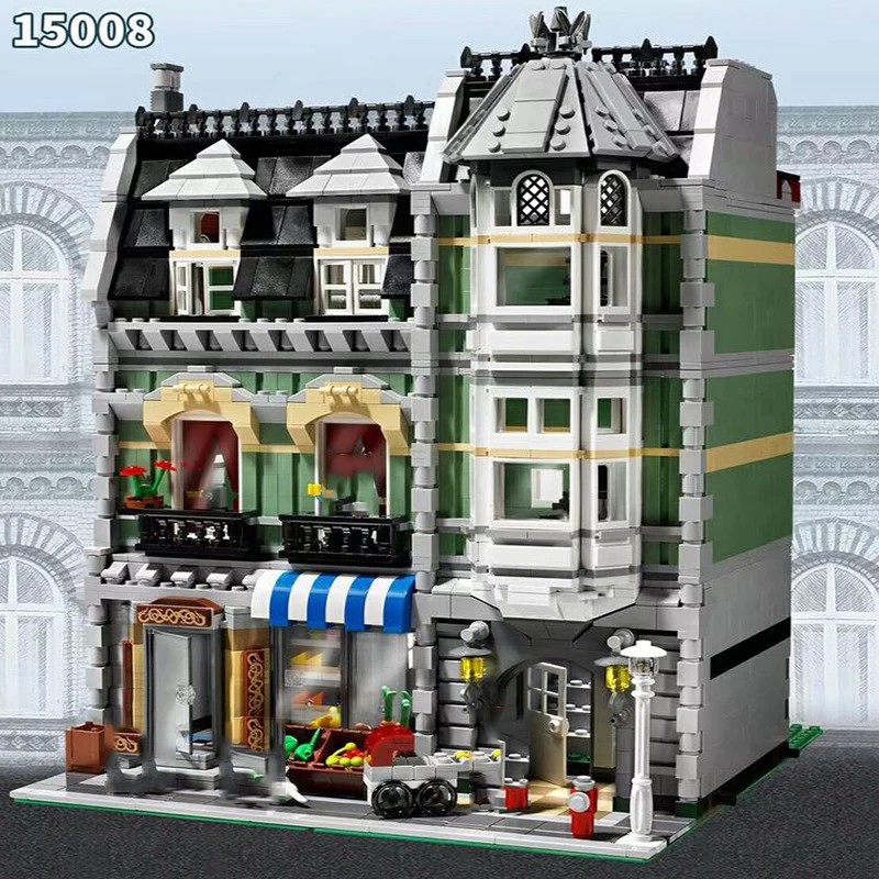 2465 шт. MOC 15008 город улица вид зеленый бакалейщик модель 10185 строительные блоки