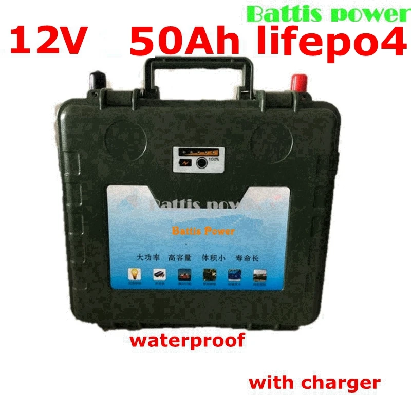Lifepo4 водонепроницаемый портативный аккумулятор 12 8 в В 50 Ач lifepo4 с usb-портом для