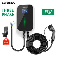 Estação de carregamento elétrica do veículo do carregador de 32a 3 fases evse wallbox ev tipo 2 tomada iec 62196-2 22kw para audi para volkswagen