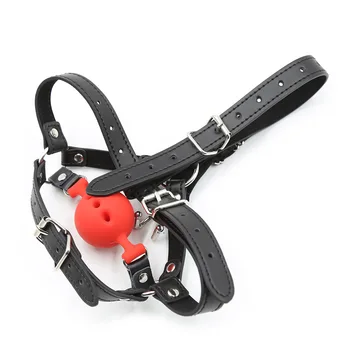 Bdsm Bondage Harness Strap Head Belts with Silicone Hollow Mouth Gag Ball and Nose Hook for Fetish Slave Role Play Sex Toys 6
