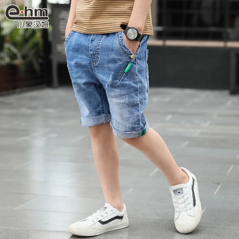 Летние повседневные джинсовые шорты для мальчиков детские ковбойские короткие хлопковые брюки с надписями детские пляжные От 4 до 14 лет