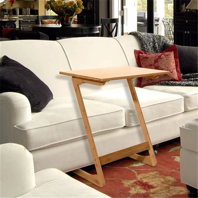 

[US-W]60x40x65cm Z-shaped Bamboo Sofa Side Table Sandal Wood Color