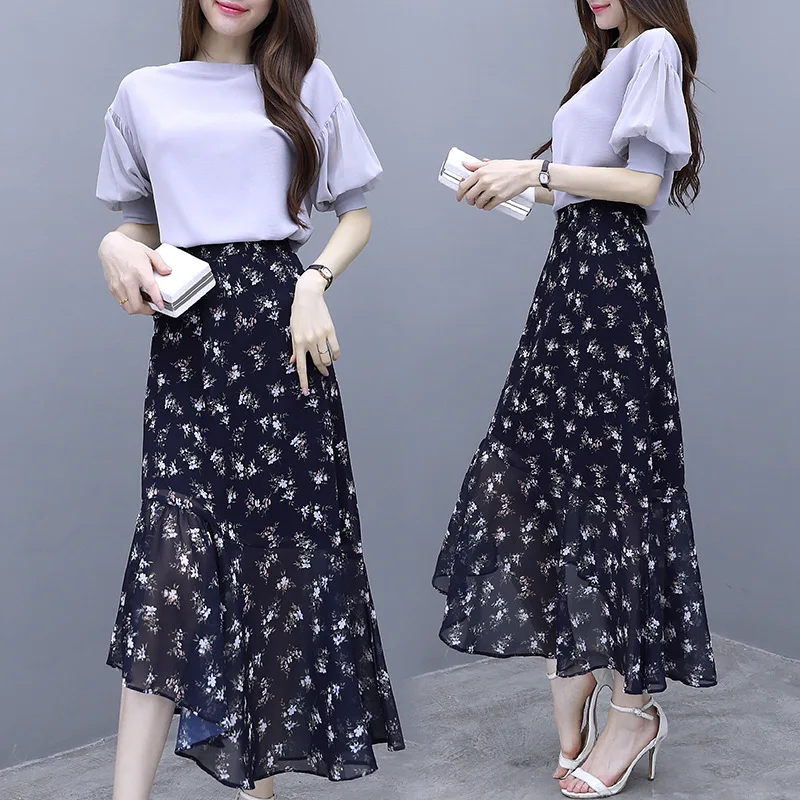 

WOMEN'S Suit 2019 Summer Wear a Romantic Floral-Print Expect Belonging to Our Spring And Summer Chiffon Skirt