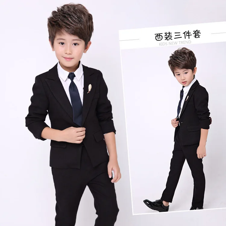 

Children Small Suit Formal Dress 2019 Spring Childrenswear Long Sleeve Three-piece Set BOY'S Tailored Suit