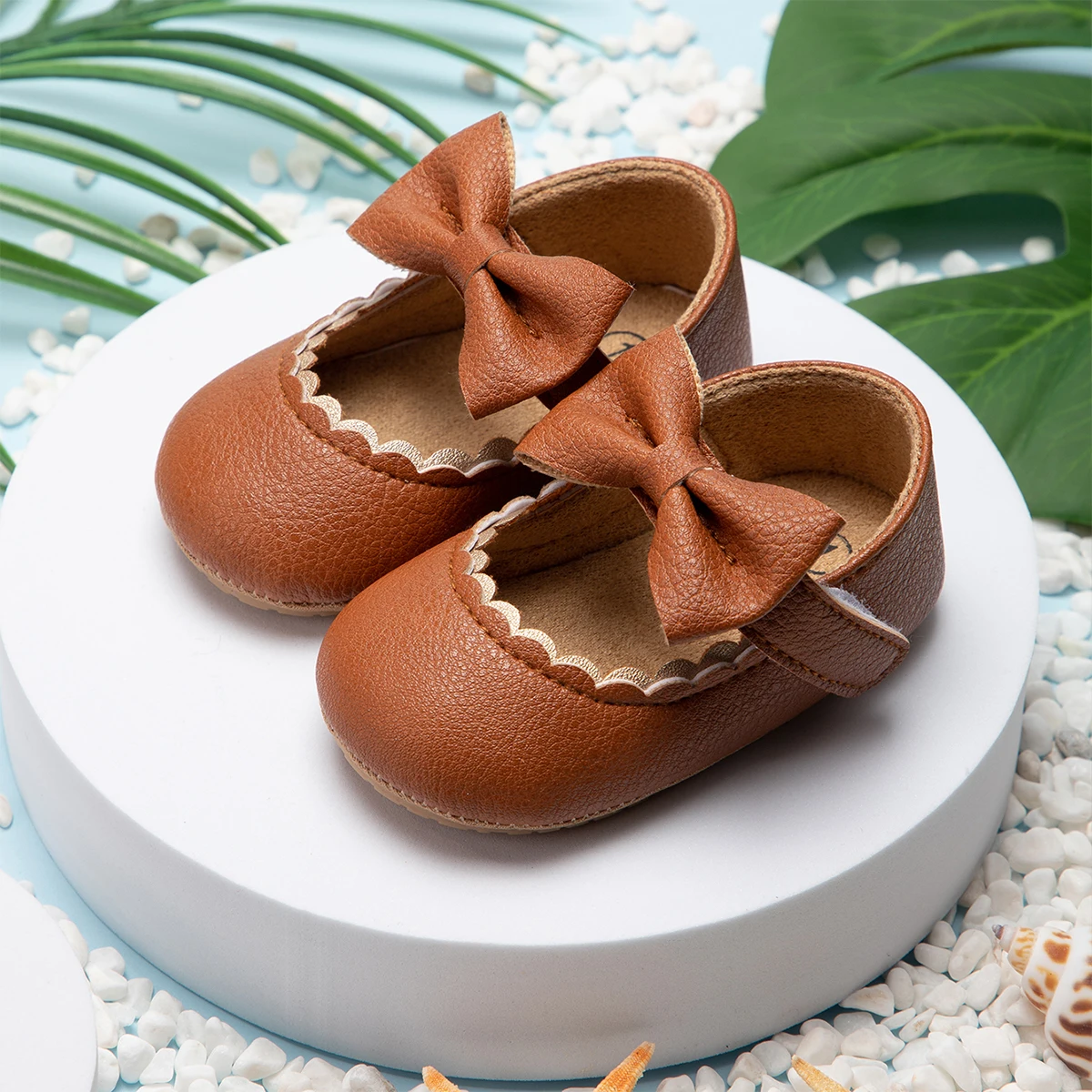 KIDSUN Baby Casual Shoes Infant Toddler Bowknot Non-slip Rubber Soft-Sole Flat PU First Walker Newborn Baby Girl Accessories