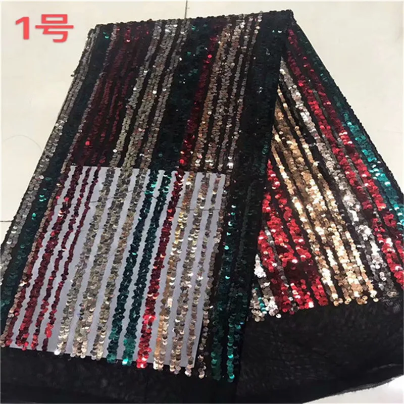 

French Nigerian multicolor sequins net lace,African tulle mesh lace fabric high quality for party wedding dress 5yards/lot