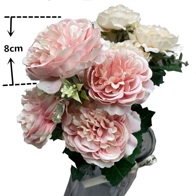 YOOROMER 5 головок пион букет 8 см Высокое качество пион голова цветок шелковая искусственная Роза Свадебные украшения для дома Семья DIY ремесло