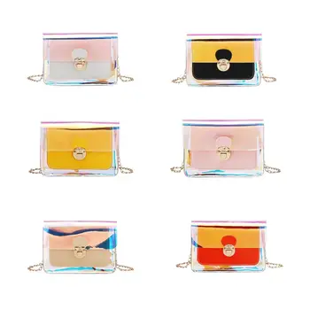 

Women Girls PVC Holographic Handbag Chain Shoulder Bag Purse Tote Messenger Satc Shoulder bag