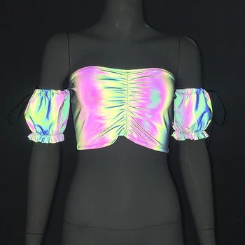 

Women's Color Reflective Low-Breasted Bare Navel Sexy Wrapped Chest Bra