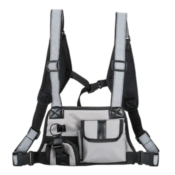 

Men Nylon Chest Rig Bag Hip Hop Unisex Streetwear Functional Multi-Function Chest Bag Strap Vest Bag