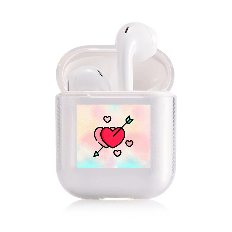 Хроматический модный наушник чехол для Apple Airpods чехол простой милый любовь сердце Bluetooth поп AirPods чехол прозрачный жесткий чехол - Цвет: I300215
