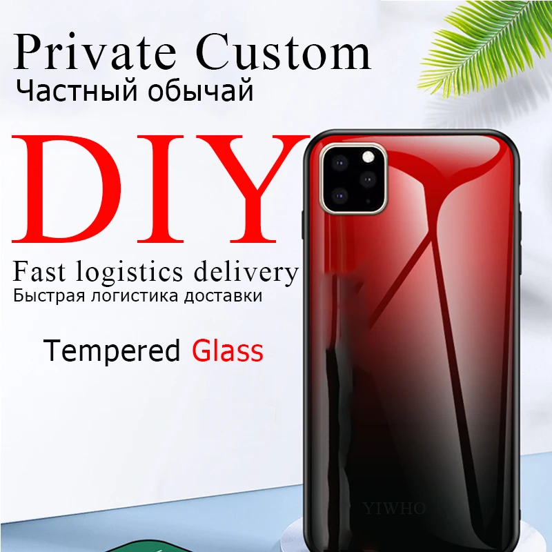DIY индивидуальное закаленное стекло для IPhone 11 Pro Max чехол для Apple 11Pro защитный чехол Силиконовый ТПУ Жесткий Чехол
