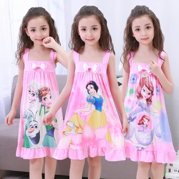 

2020 Girls Summer Dress Anna Elsa 2 Dress Rapunzel Snow White Princess Dresses For Girls Cartoon Clothes Short Sleeve Elza Dress