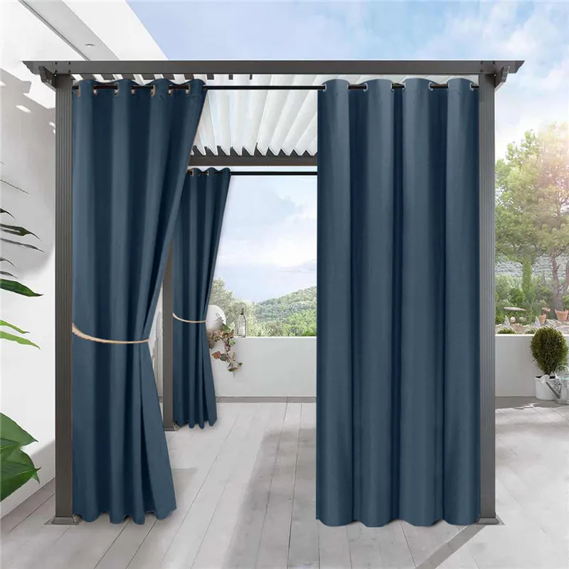 Cortina exterior para patio, impermeable, aislamiento térmico, bloqueo de  luz solar UV, resistente al viento, ojales de privacidad para