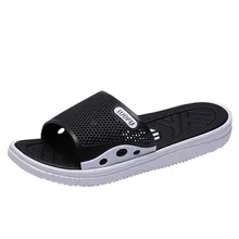 Мужские модные тапочки однотонного цвета; шлепанцы; летние пляжные тапочки; мужские повседневные Нескользящие пляжные тапочки на плоской подошве; домашние тапочки;#15