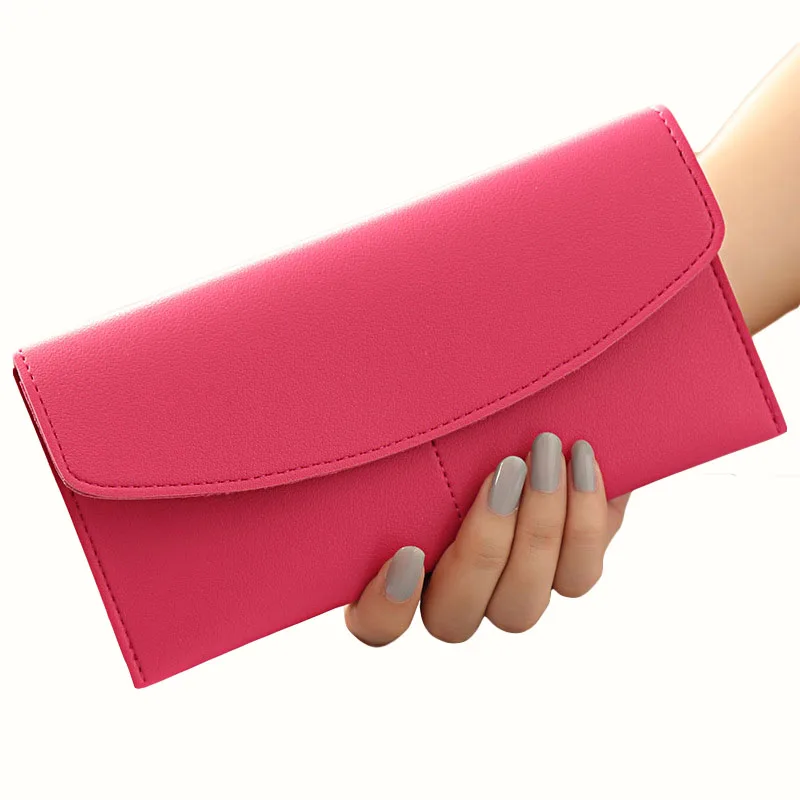 

10PCS / LOT Wallet Female Long Card Holder Purse Large Capacity Solid Color Wallet Fashion Ladies Clutch Wallet
