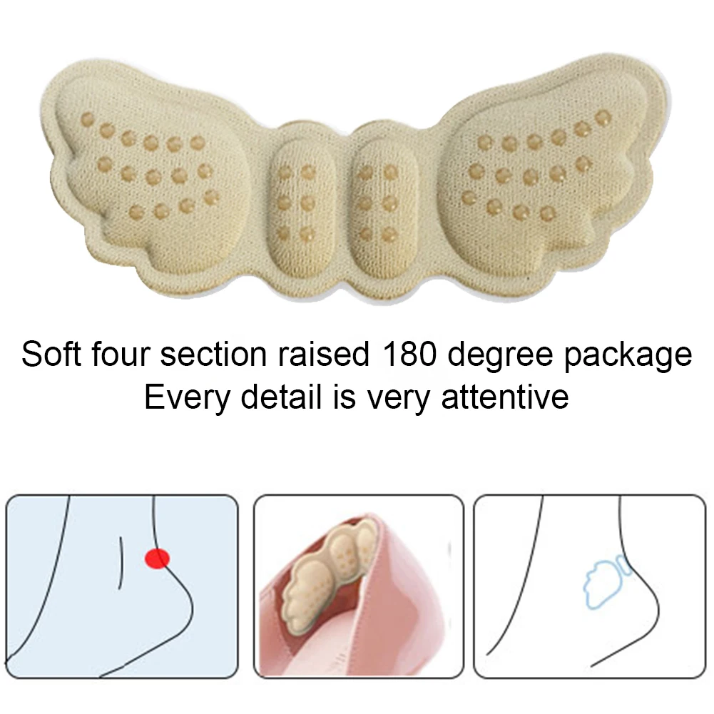 1pair Women Running Shoe Insoles Foot Care Pads Wing Shaped Multifunction Walking Heel Grip Liner Stickers Cushion Anti Slip