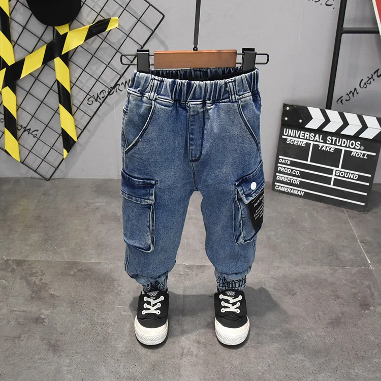 jeans Комплекты одежды для мальчиков детская куртка с отложным воротником+ толстовка+ джинсы комплект из 3 предметов г. Осенние детские спортивные костюмы джинсовые куртки для мальчиков - Цвет: jeans