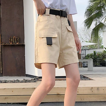 

3XL Plus Size Women Summer Shorts With Belt Fashion Casual Streetwear Cargo Shorts Feminino BF Style Army Green Short Femme