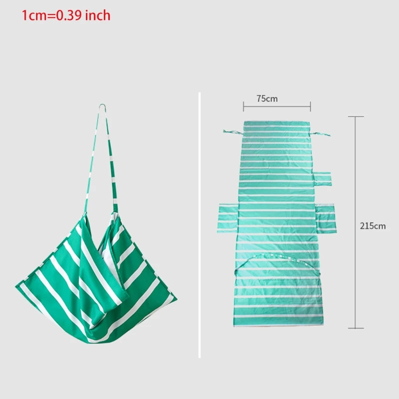 Striped Printed Chaise Lounge Chair Cover Beach Bath Towel with Side Pockets for Outdoor Patio Lawn Sun Lounger Holiday