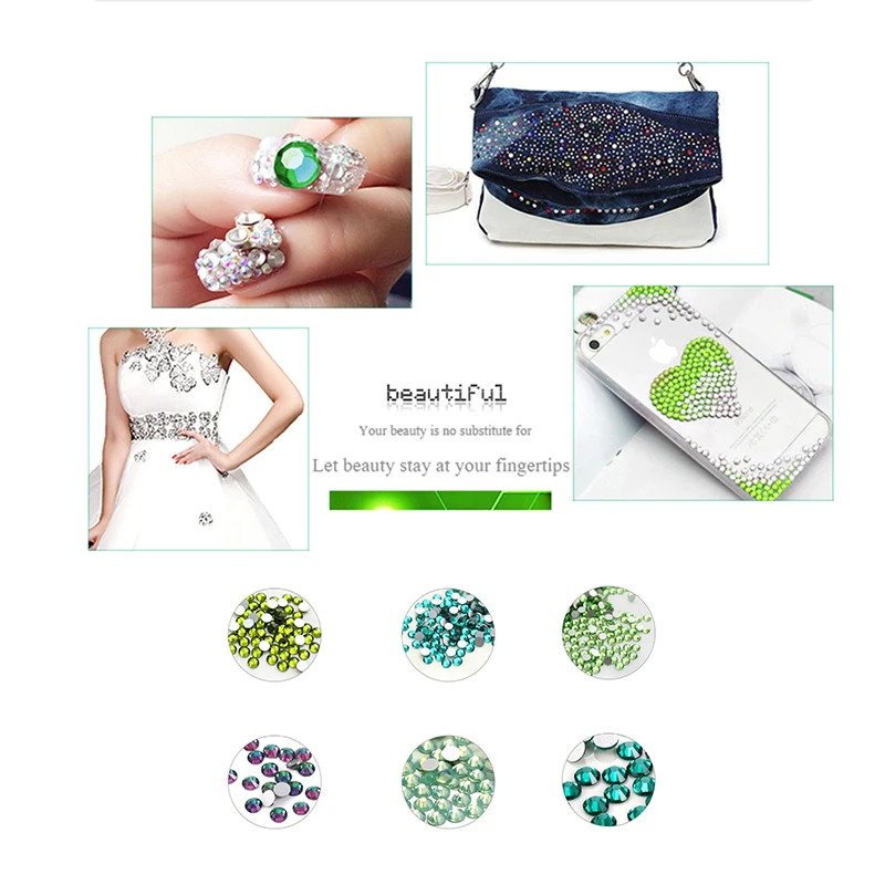 

YL multicolor emerald green glass rhinestones for clothing, loose flat dresses, gemstones, decorative crystals, rhinestones