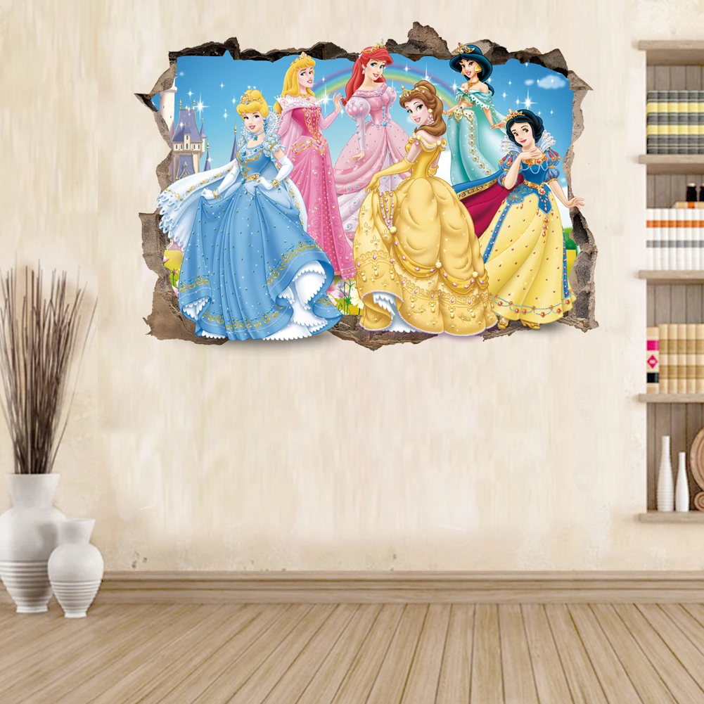 Lovely castle Princess Wall Stickers For Kids Room Height Measure fairy tale Cartoon DIY Decor Mural Girls Room Decoration gift