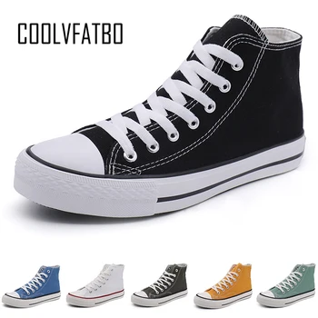 

COOLVFATBO MEN Shoes Sport Shoes High Top Canvas Sneakers Men Designer Unisex Sneakers Flat Casual School Shoes Man 2020 Fashion
