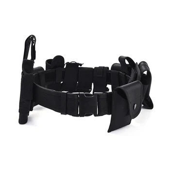 

Multifunctional Security Belts Tactical Military Training Polices Guard Utility Kit Duty Waist Support With Pouch Set Black