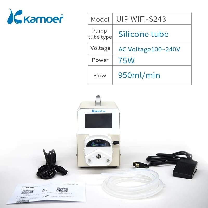 Kamoer Lab UIP цифровой перистальтический насос с длительным сроком службы, используемый для лабораторных исследований и Wi-Fi управления - Напряжение: UIP WIFI-S243