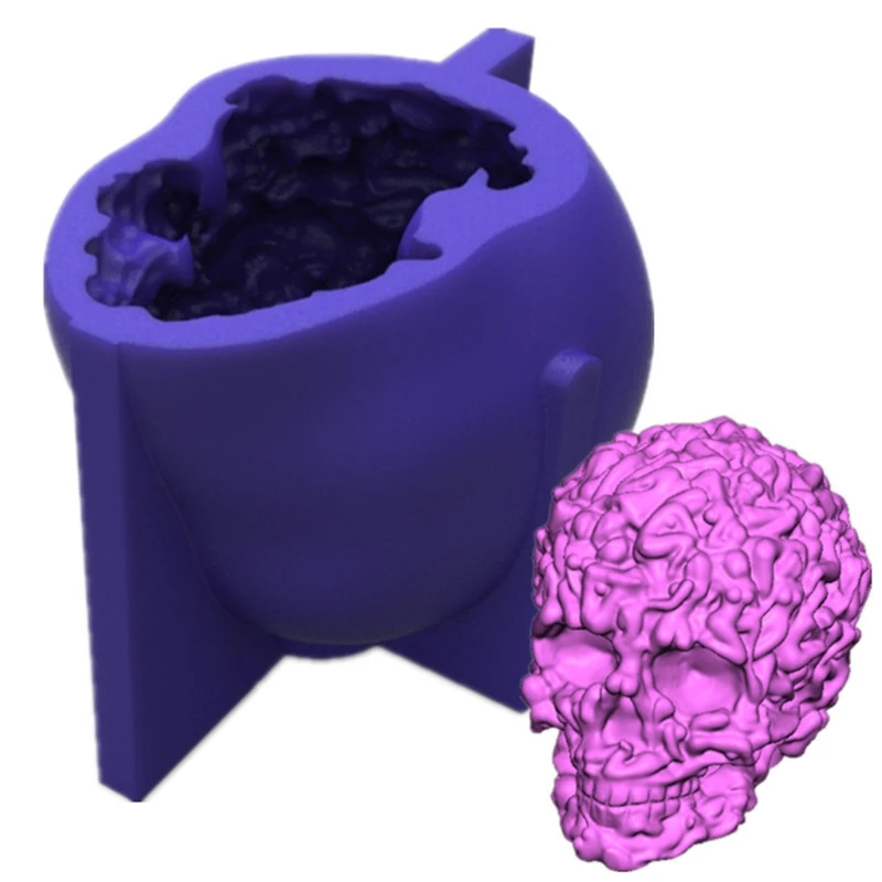 

Woman Wraps the Skull Shape Silicone Mold Epoxy Resin DIY Decoration Making Soap Melt Resin Polymer Clay Home Decoration