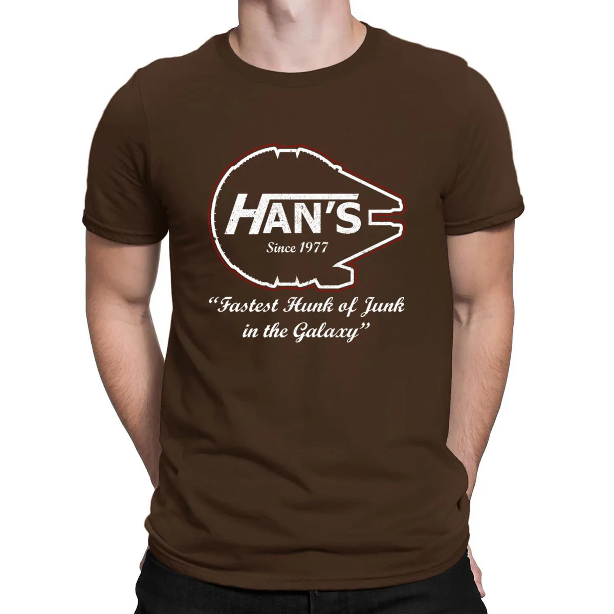 Han's shipping самый быстрый мусор в футболки с изображением галактики весна осень веб-сайт футболка с буквами для мужчин Графический круглый вырез