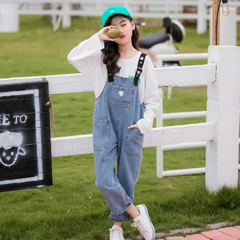 

Teen Girls Floral Printed Jumpsuit Autumn 2020 New Korean Children Clothes Fashion Kids Girls Jeans Loose Casual Jumpsuit, #8973