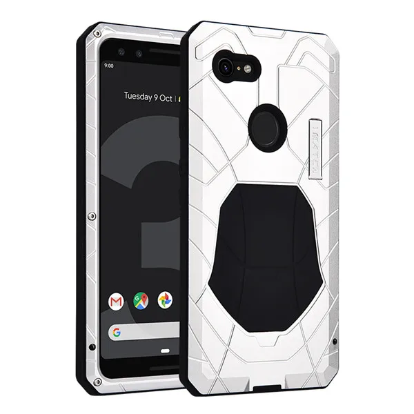 Для Google Pixel 3 Чехол Жесткий Алюминиевый металлический протектор экрана из закаленного стекла Подарочный чехол для Google Pixel 3 сверхмощная защита - Цвет: silver