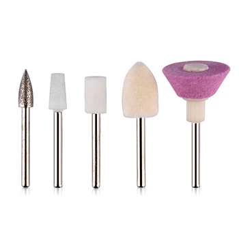 

5pcs/set Nail Drill Bit Set Quartz Abrasive Tools Electric Drill Bits Nail Art Equipment Pink Grinding Head Tool Kit
