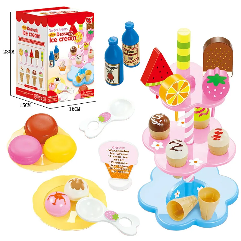 

Children's Simulation Kitchen Play House Ice Cream Candy Trolley Toy Set Light Music Tools Complete