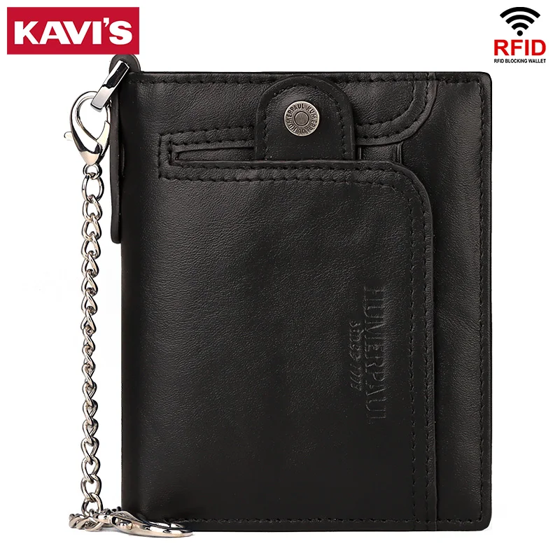 

KAVIS New Fahion Men Cow Leather Wallet Black Luxury Short Male Purses Small Portomonee Money Bag Credit Card Holder Vallets