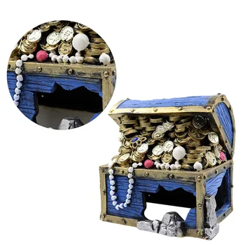 

1pc Hollow Treasure Chest Fake Fish Tank Ornament Aquarium Decoration for Store Home