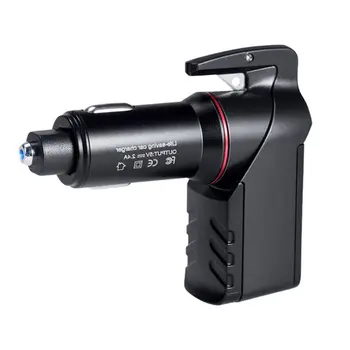 

USB Emergency Escape Tool: Life-Saving Rescue Car Charger, Spring Loaded Window Breaker, Seat belt Cutter, Dual USB Port
