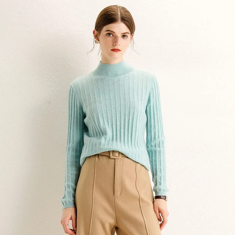 

2019 New Autumn and Winter wool shirt women's autumn and winter new pits slim sweater half-necked solid color sweater sweater