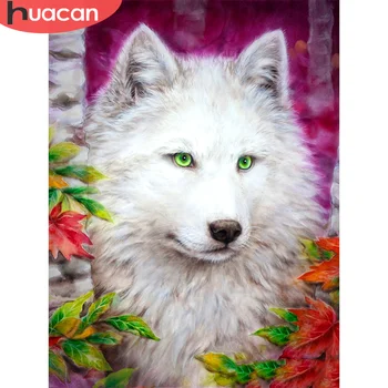 

HUACAN 5D Diamond Embroidery Cross Stitch Wolf Diamond Painting Animal Picture Handcraft Mosaic Art Kit Home Decoration