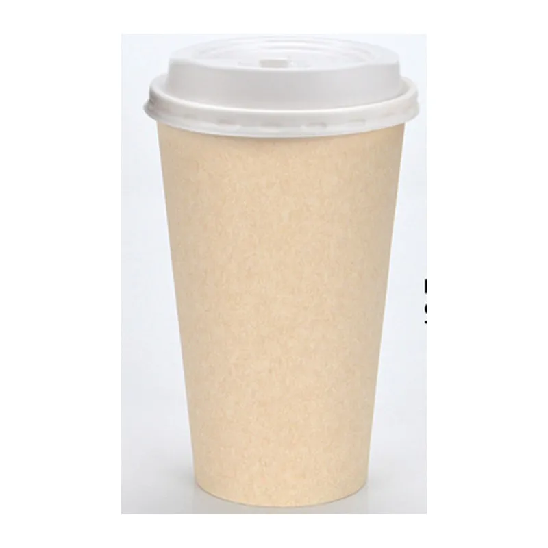 50 шт. простая Однослойная кофейная чашка чистого цвета, однослойная, плотная, для горячего напитка, молочный бумажный стаканчик для чая, пакеты на вынос с крышкой - Цвет: cup and lid1