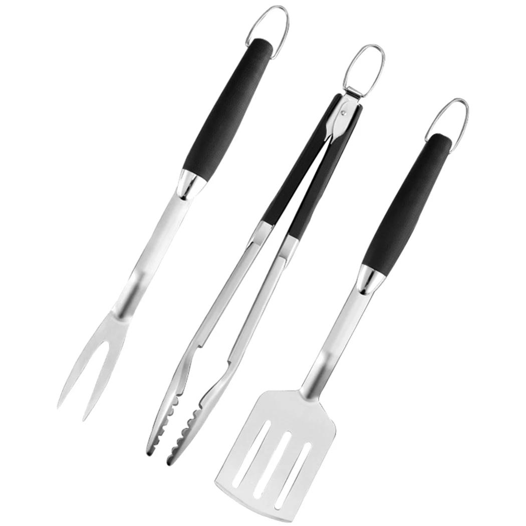 3Pcs Stainless Steel Grill Utensil Set Barbecue Fork Tongs Grilling Spatula Portable Multifunction BBQ Tool Kitchen Tools | Дом и сад