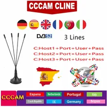 Испания рецептор Cccams линии на 1 год Испания используется для freesat v7 DVB-S2 CCcam спутниковый ресивер Европа каналы 3 линии