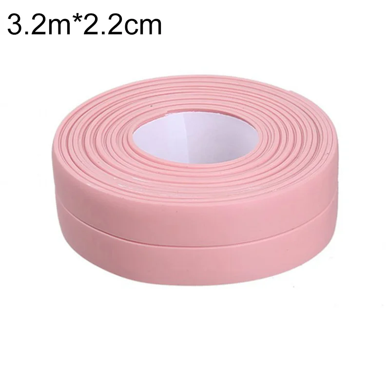 pink 3.2mx2.2cm Резиновые водонепроницаемые уплотнительные полосы герметик клейкие ленты плесени устойчивые самоклеющиеся Туалет зазор угловая линия наклейка для кухни ванной комнаты - Цвет: pink 3.2mx2.2cm