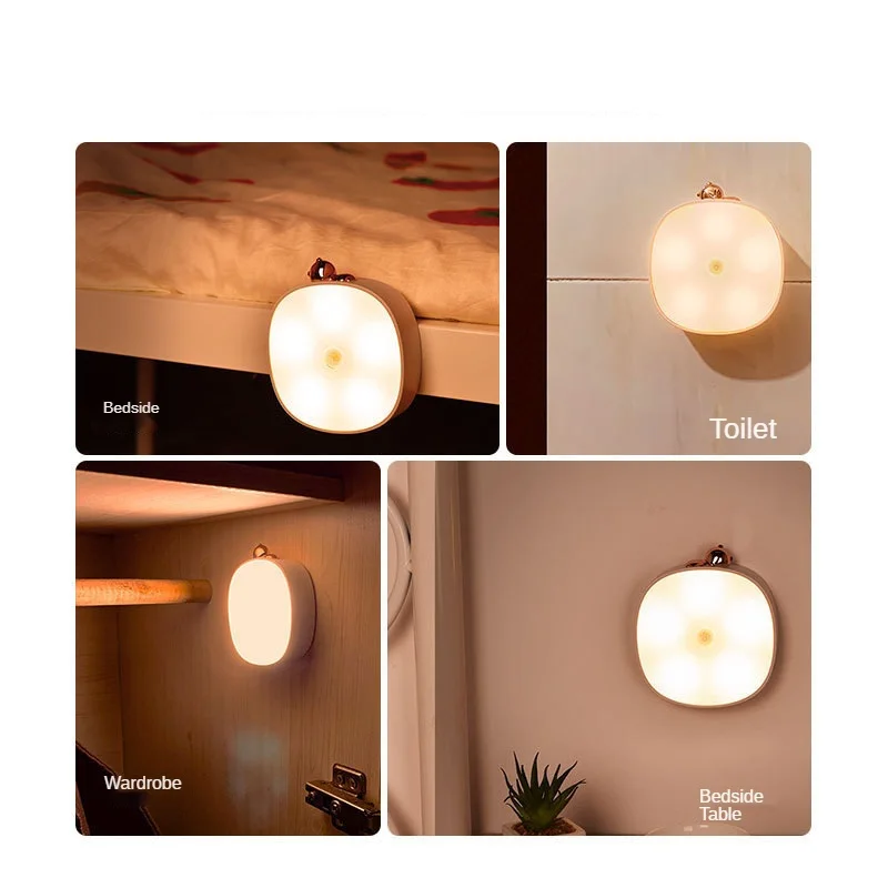 

New Nordic Style Modern Bed LED Cabinet Wall Toilet Body Sensing Small Night Light for Home Bedside Stairs Kitchen Lighting