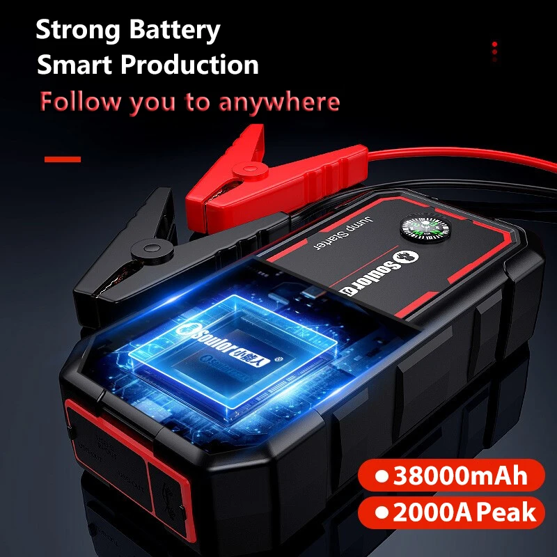 Car Jump Starter 38000mAh Power Bank Portable Car Battery Booster Charger 12V Auto Starting Device Starter LCD Screen